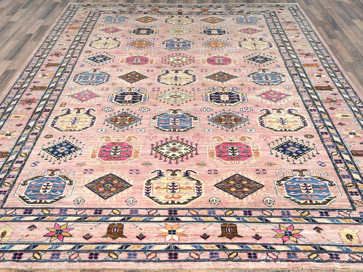 8'10" x 12'0" New Hand Knotted Pink Wool Rectangle Oriental Rug - MOA10282289