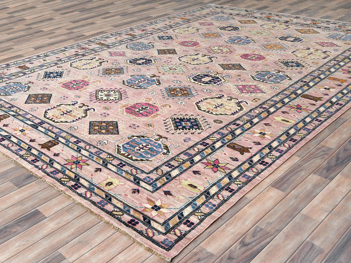 8'10" x 12'0" New Hand Knotted Pink Wool Rectangle Oriental Rug - MOA10282289