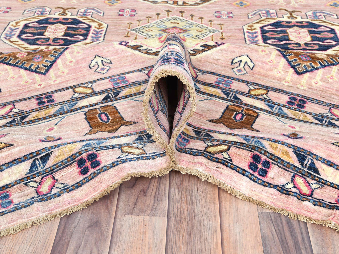 8'10" x 12'0" New Hand Knotted Pink Wool Rectangle Oriental Rug - MOA10282289