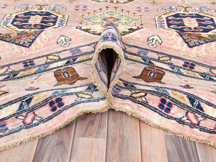 8'10" x 12'0" New Hand Knotted Pink Wool Rectangle Oriental Rug - MOA10282289