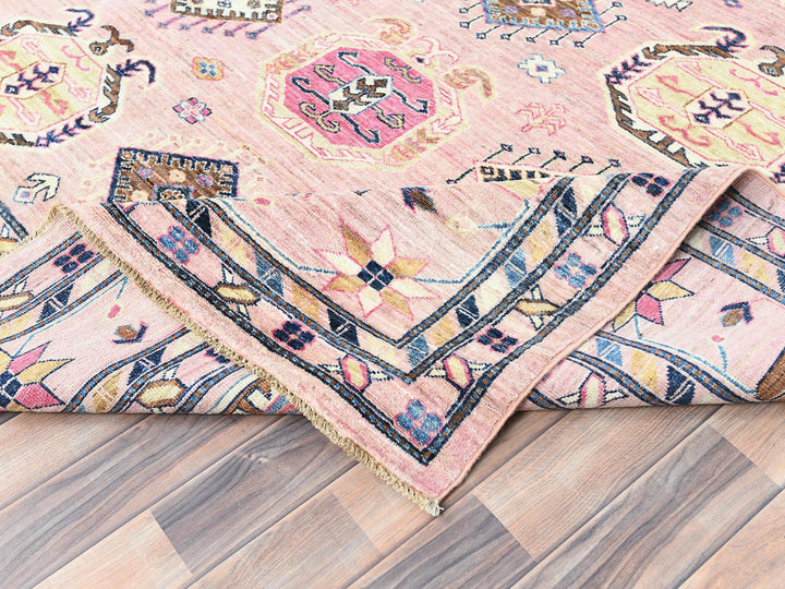 8'10" x 12'0" New Hand Knotted Pink Wool Rectangle Oriental Rug - MOA10282289