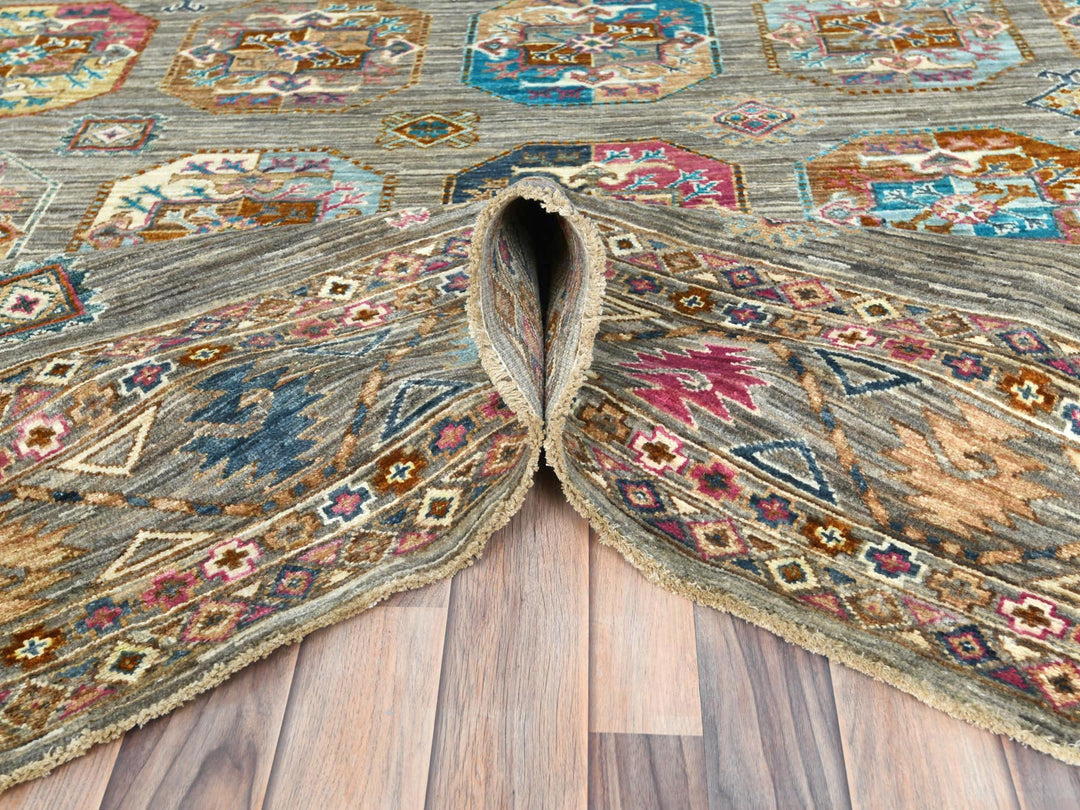 7'10" x 10'1" New Hand Knotted Grey Wool Rectangle Oriental Rug - MOA10282297