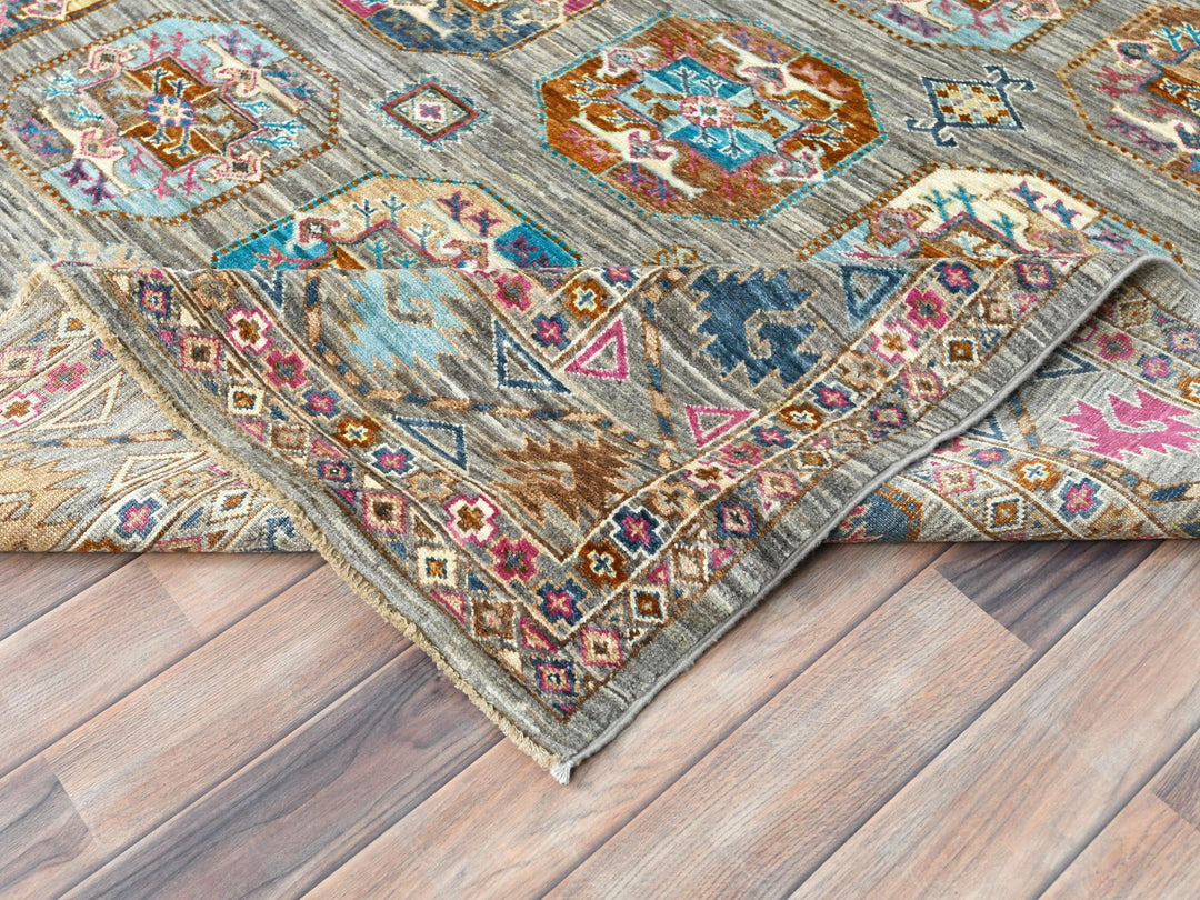 7'10" x 10'1" New Hand Knotted Grey Wool Rectangle Oriental Rug - MOA10282297