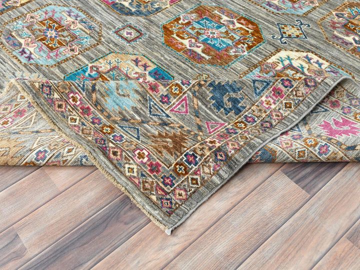 7'10" x 10'1" New Hand Knotted Grey Wool Rectangle Oriental Rug - MOA10282297