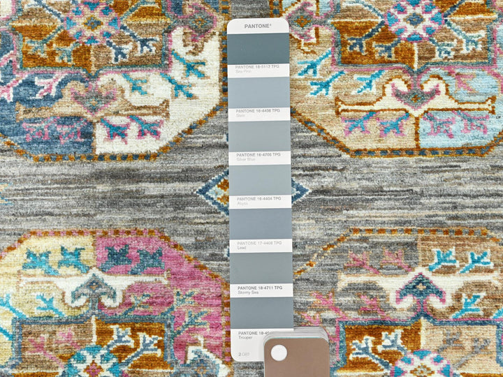 7'10" x 10'1" New Hand Knotted Grey Wool Rectangle Oriental Rug - MOA10282297