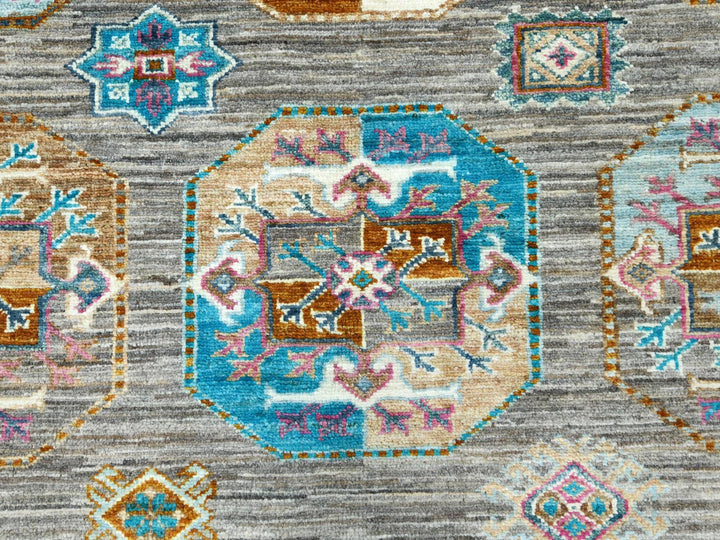 7'10" x 10'1" New Hand Knotted Grey Wool Rectangle Oriental Rug - MOA10282297