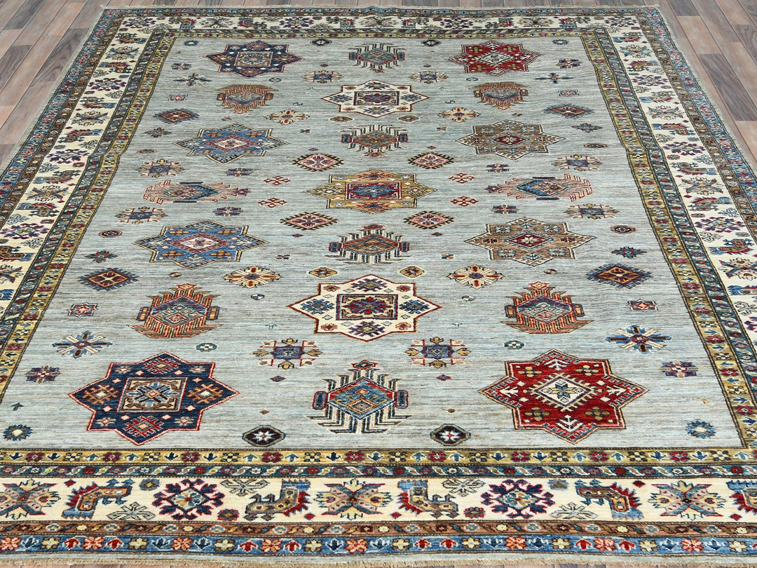 7'10" x 9'10" New Hand Knotted Blue Wool Rectangle Oriental Rug - MOA10282305