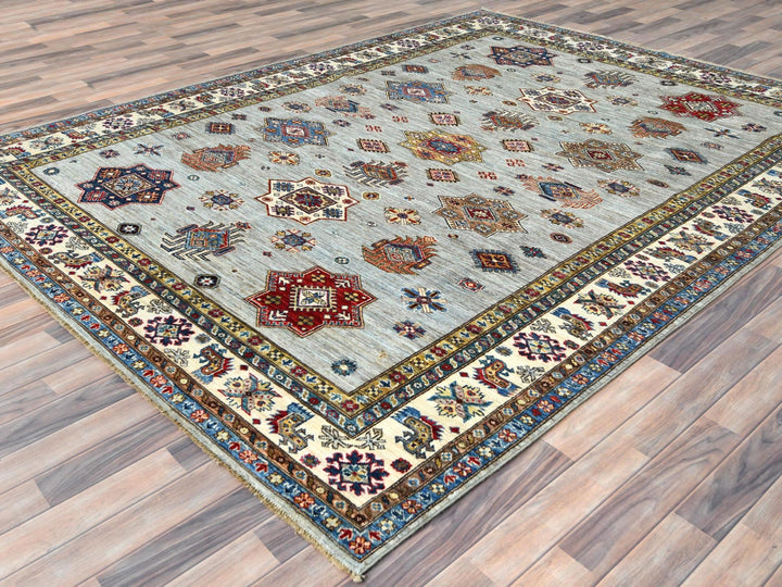 7'10" x 9'10" New Hand Knotted Blue Wool Rectangle Oriental Rug - MOA10282305