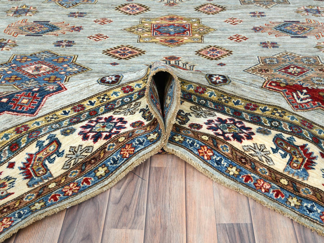 7'10" x 9'10" New Hand Knotted Blue Wool Rectangle Oriental Rug - MOA10282305