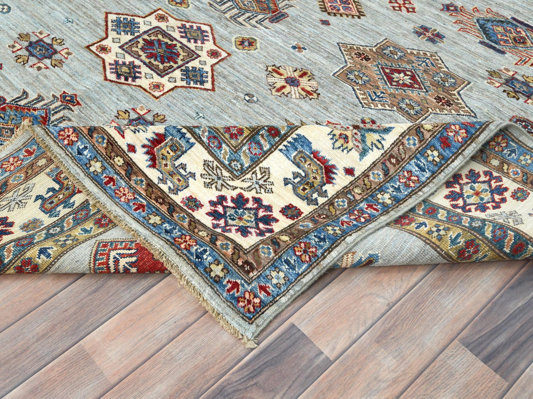 7'10" x 9'10" New Hand Knotted Blue Wool Rectangle Oriental Rug - MOA10282305