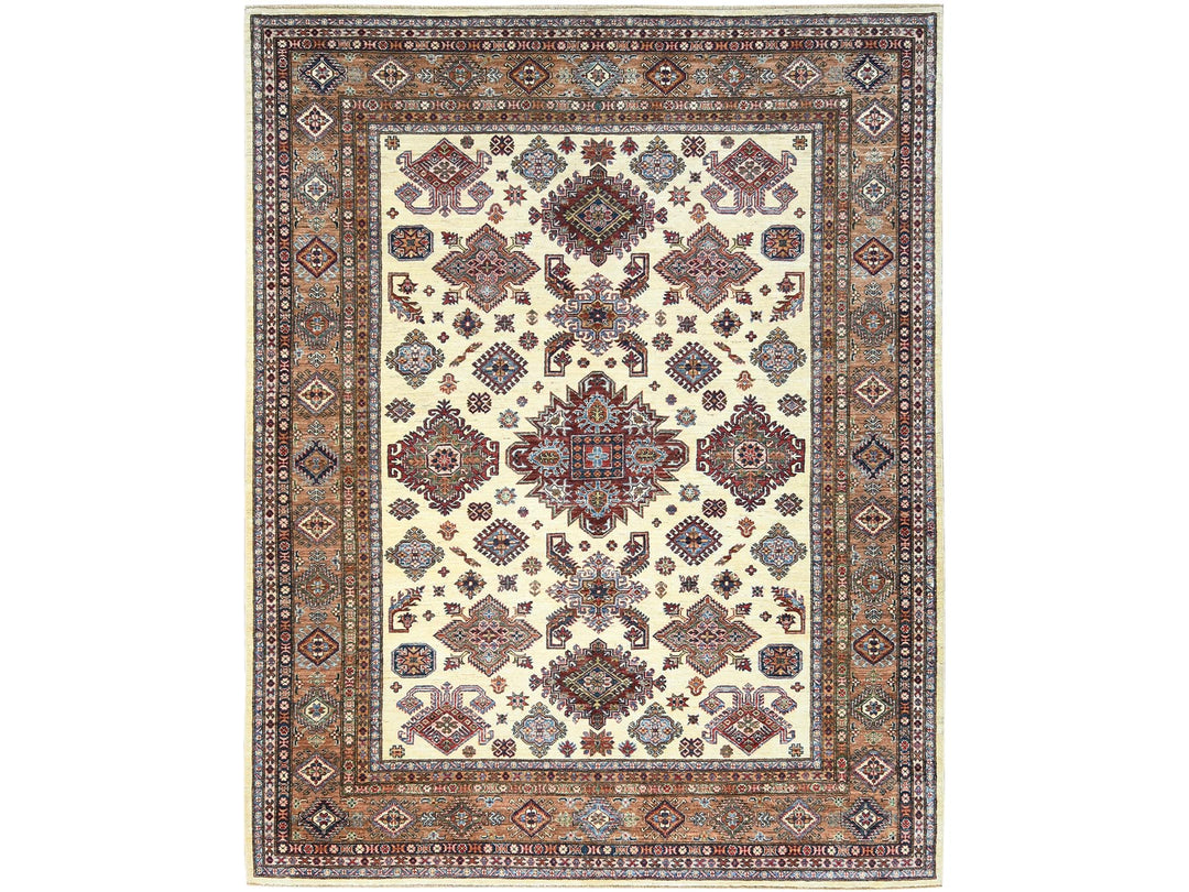 8'2" x 10'3" New Hand Knotted Ivory Wool Rectangle Oriental Rug - MOA10282310