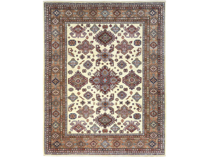 8'2" x 10'3" New Hand Knotted Ivory Wool Rectangle Oriental Rug - MOA10282310