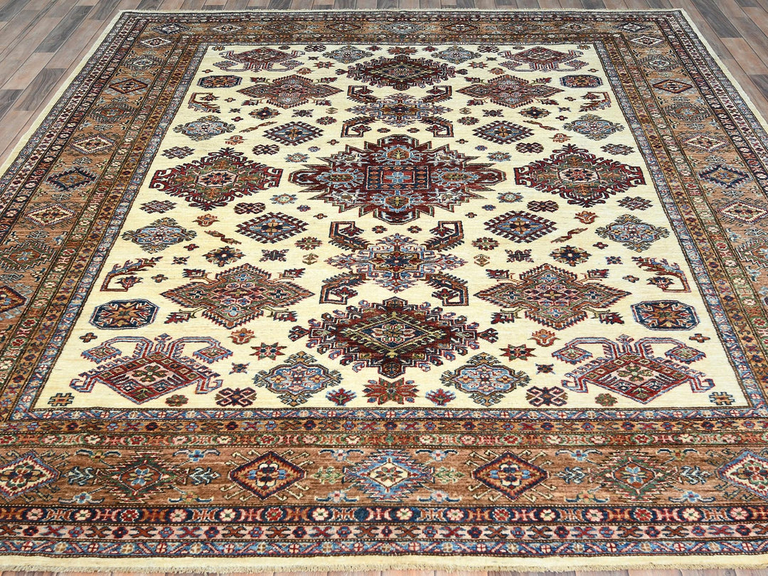 8'2" x 10'3" New Hand Knotted Ivory Wool Rectangle Oriental Rug - MOA10282310