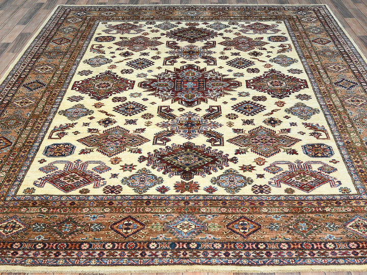 8'2" x 10'3" New Hand Knotted Ivory Wool Rectangle Oriental Rug - MOA10282310