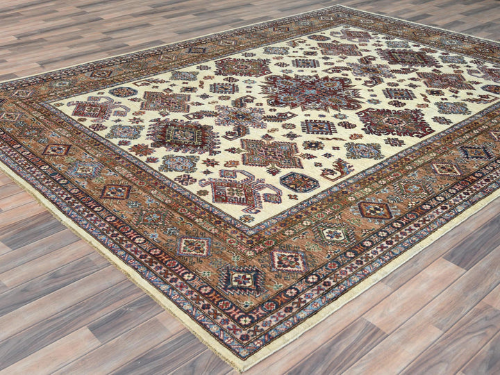 8'2" x 10'3" New Hand Knotted Ivory Wool Rectangle Oriental Rug - MOA10282310