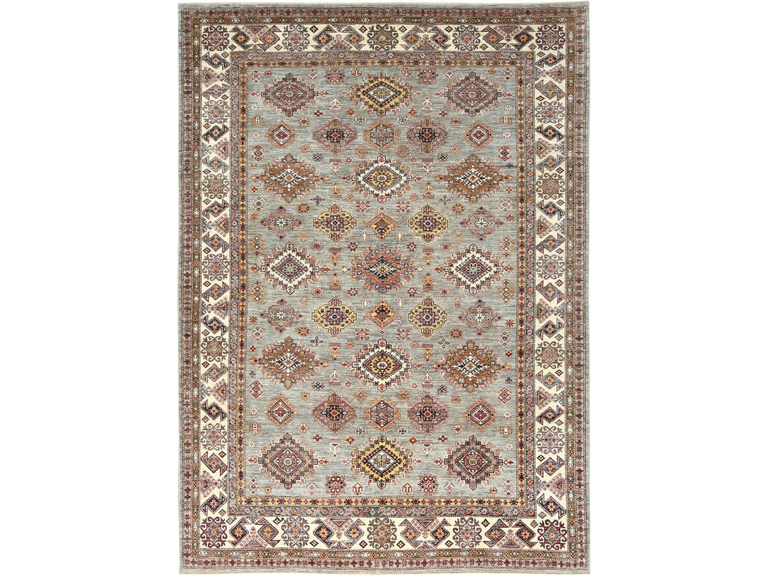 9'0" x 12'4" New Hand Knotted Grey Wool Rectangle Oriental Rug - MOA10282313