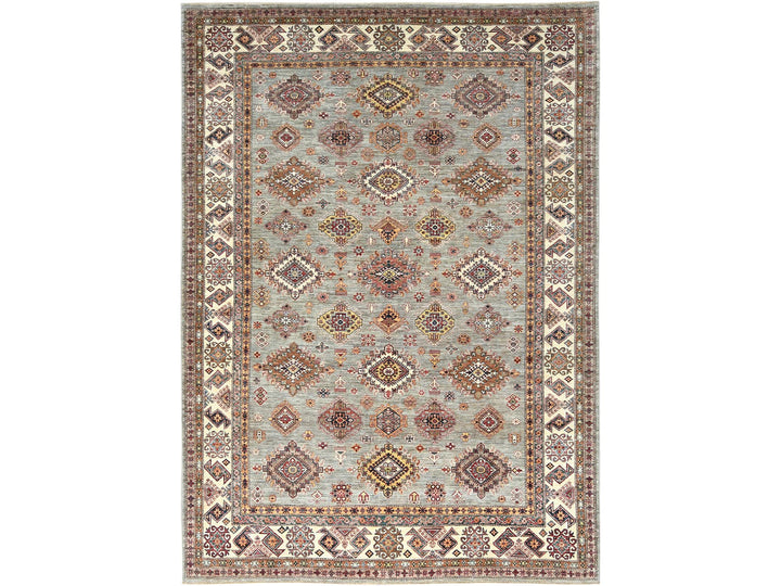 9'0" x 12'4" New Hand Knotted Grey Wool Rectangle Oriental Rug - MOA10282313