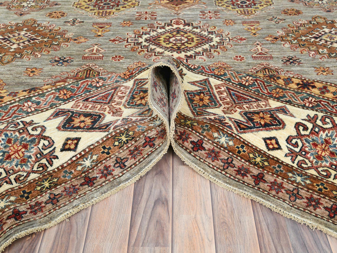 9'0" x 12'4" New Hand Knotted Grey Wool Rectangle Oriental Rug - MOA10282313