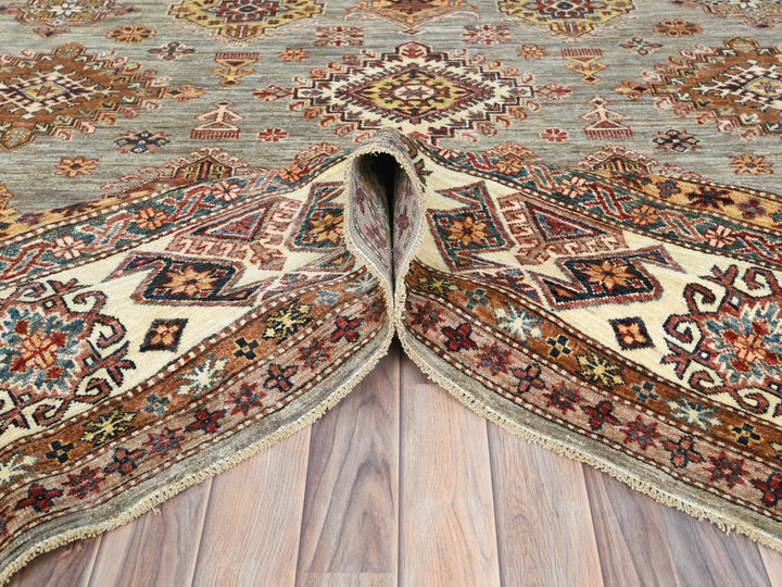 9'0" x 12'4" New Hand Knotted Grey Wool Rectangle Oriental Rug - MOA10282313