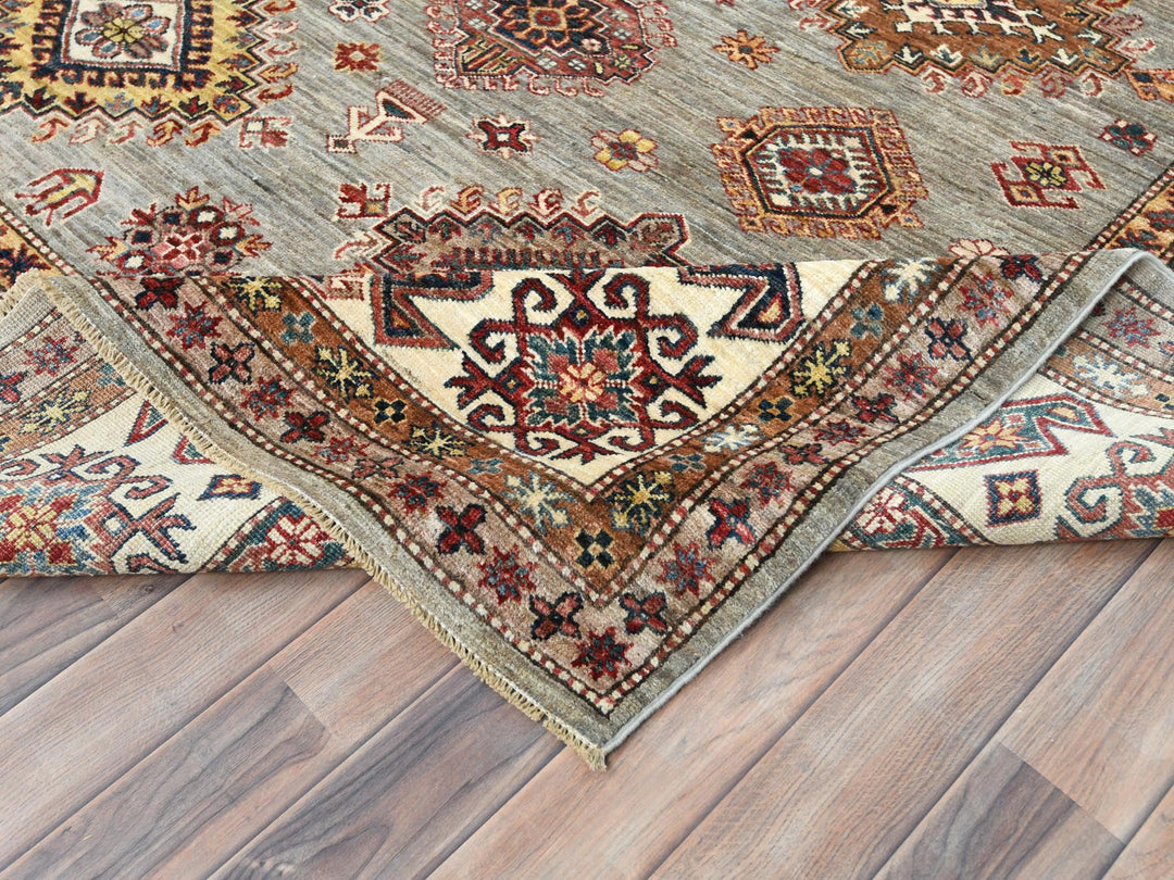 9'0" x 12'4" New Hand Knotted Grey Wool Rectangle Oriental Rug - MOA10282313