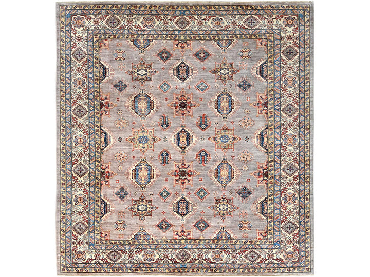 9'5" x 9'9" New Hand Knotted Pink Wool Square Oriental Rug - MOA10282319