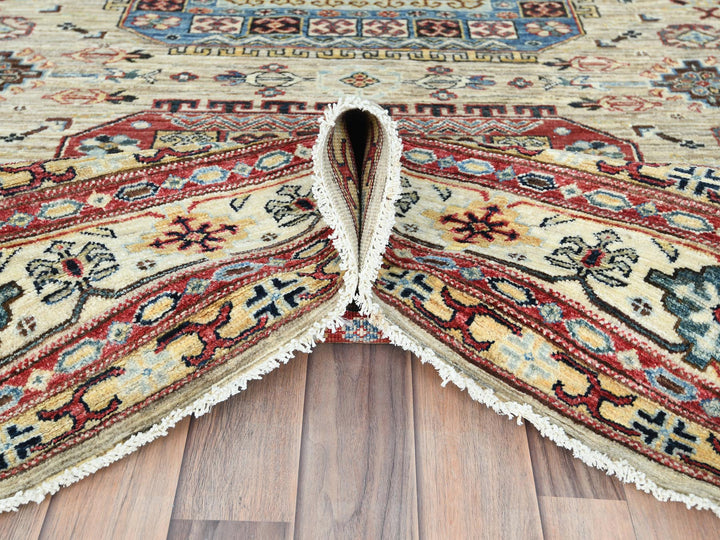 8'0" x 9'6" New Hand Knotted Beige Wool Rectangle Oriental Rug - MOA10282323