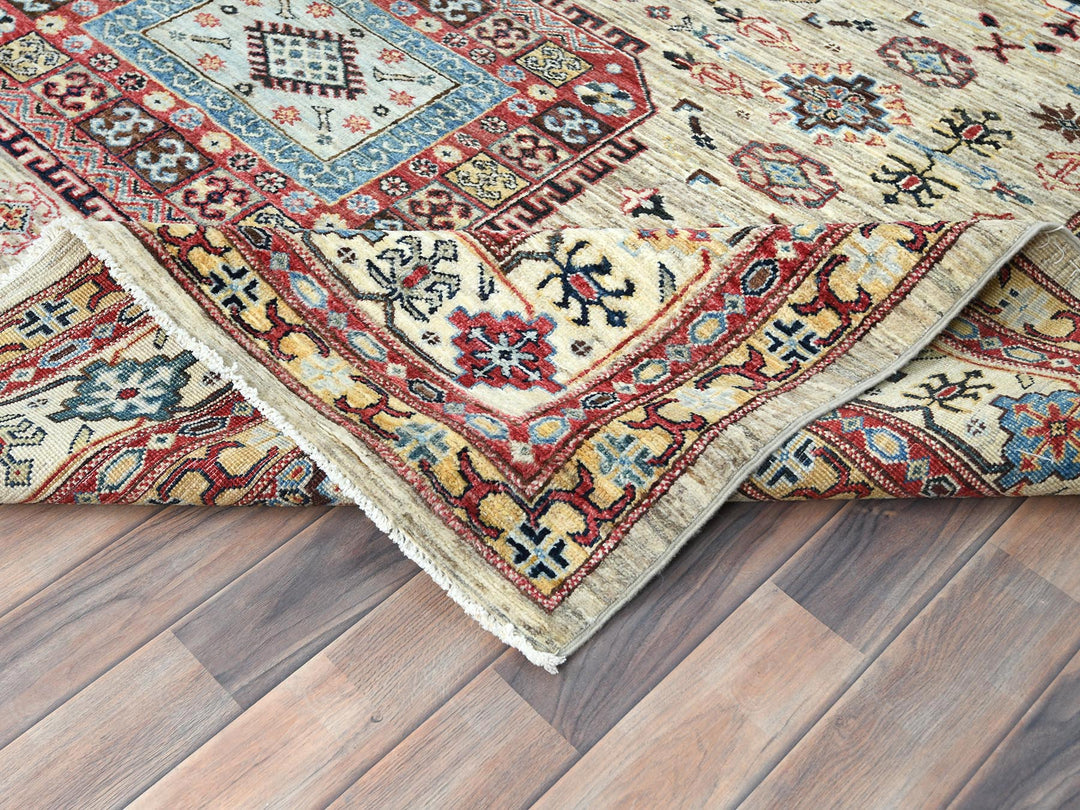 8'0" x 9'6" New Hand Knotted Beige Wool Rectangle Oriental Rug - MOA10282323