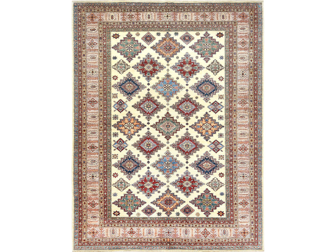 9'3" x 12'0" New Hand Knotted Ivory Wool Rectangle Oriental Rug - MOA10282380