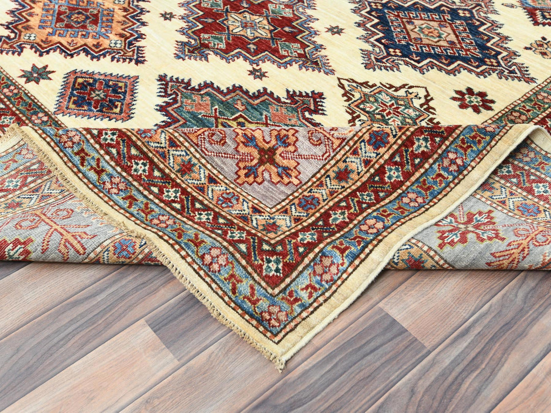 9'3" x 12'0" New Hand Knotted Ivory Wool Rectangle Oriental Rug - MOA10282380