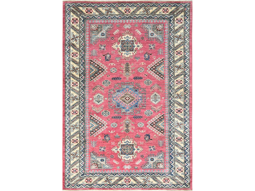 6'0" x 8'9" New Hand Knotted Pink Wool Rectangle Oriental Rug - MOA10282390