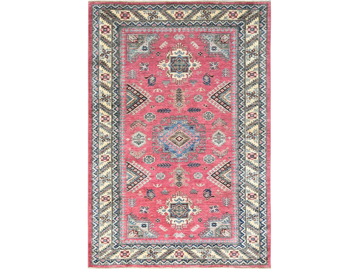 6'0" x 8'9" New Hand Knotted Pink Wool Rectangle Oriental Rug - MOA10282390