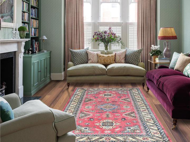 6'0" x 8'9" New Hand Knotted Pink Wool Rectangle Oriental Rug - MOA10282390