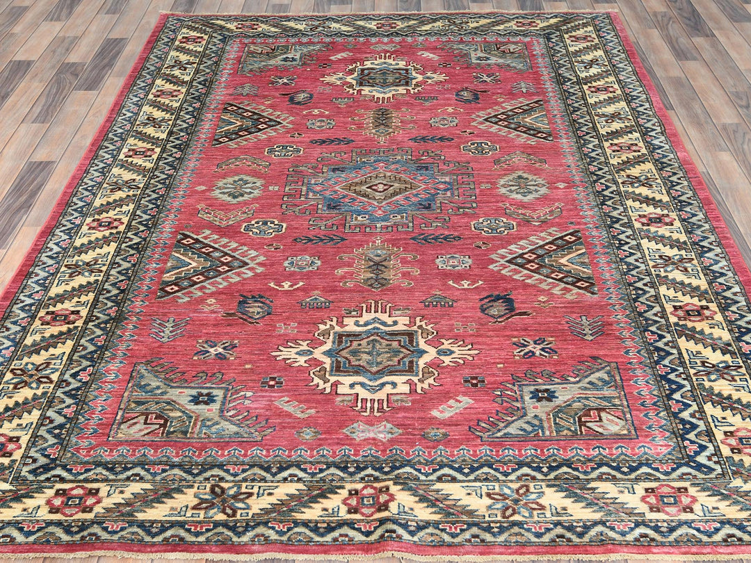 6'0" x 8'9" New Hand Knotted Pink Wool Rectangle Oriental Rug - MOA10282390