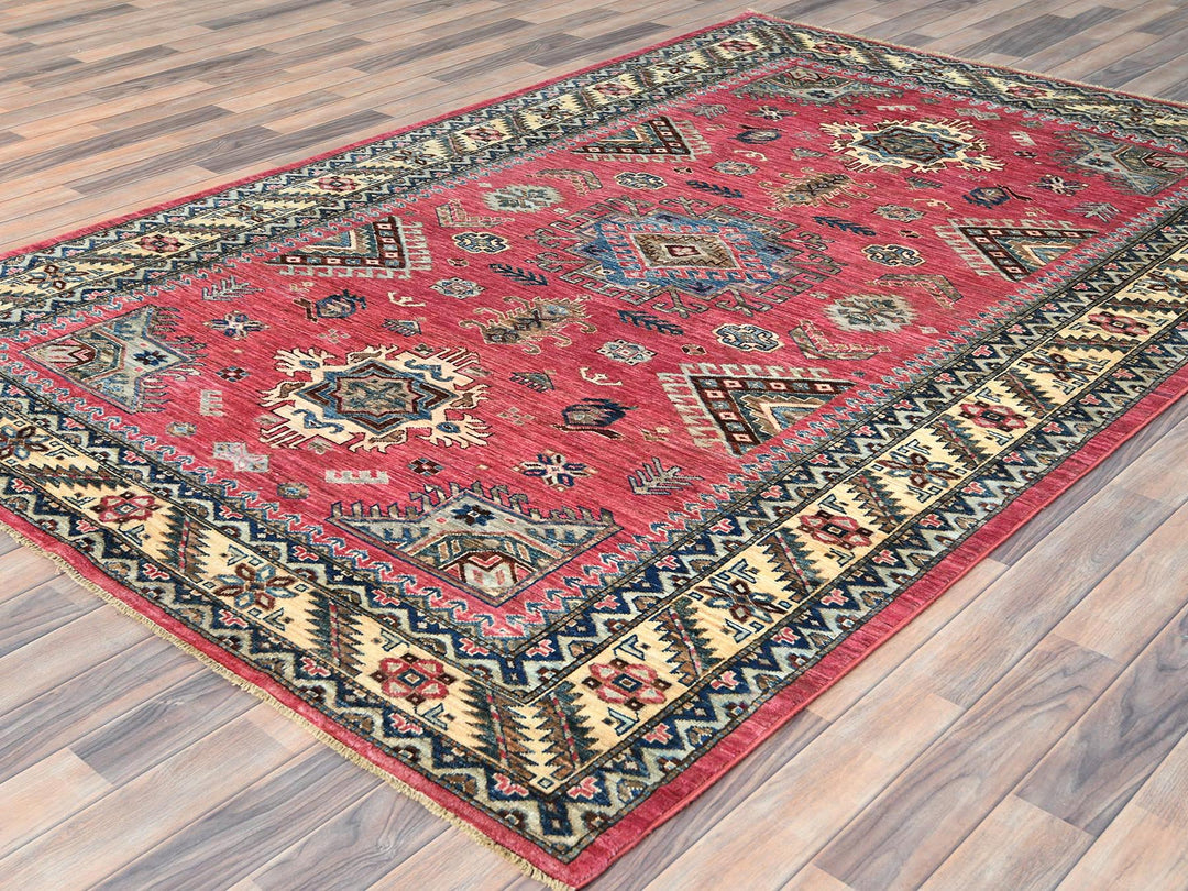 6'0" x 8'9" New Hand Knotted Pink Wool Rectangle Oriental Rug - MOA10282390