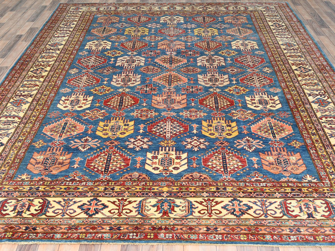 9'0" x 12'7" New Hand Knotted Blue Wool Rectangle Oriental Rug - MOA10282447