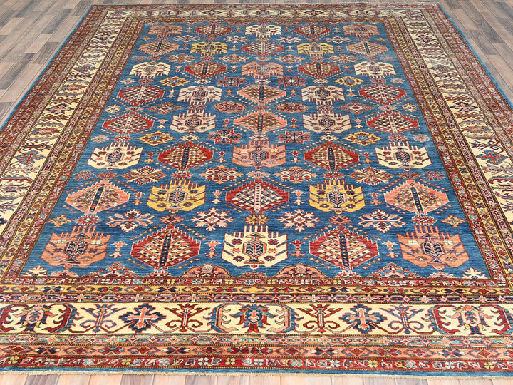 9'0" x 12'7" New Hand Knotted Blue Wool Rectangle Oriental Rug - MOA10282447