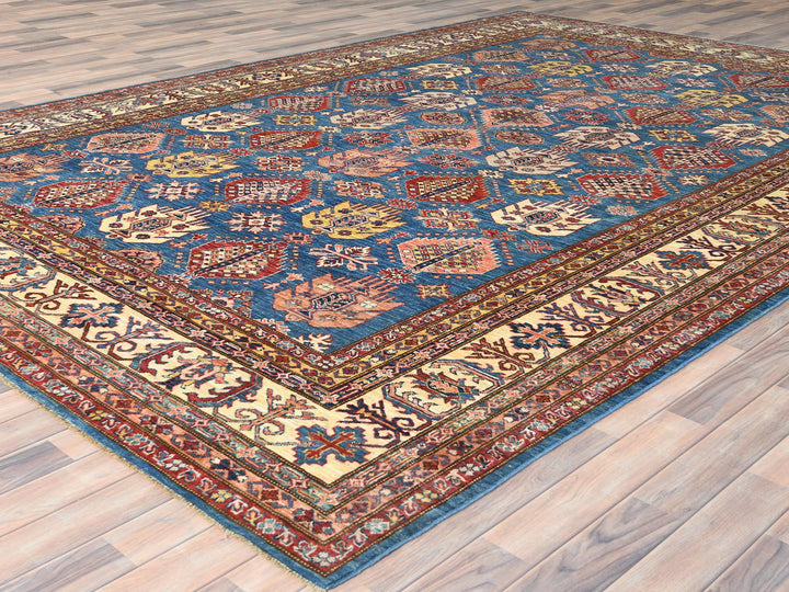 9'0" x 12'7" New Hand Knotted Blue Wool Rectangle Oriental Rug - MOA10282447