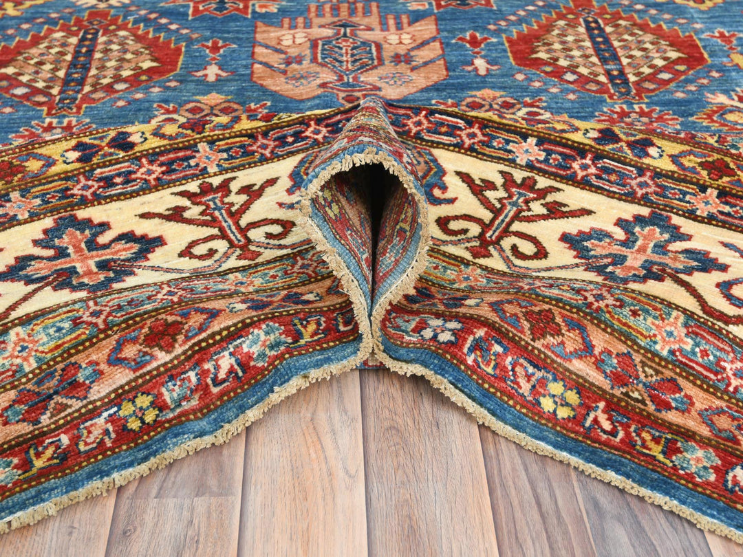 9'0" x 12'7" New Hand Knotted Blue Wool Rectangle Oriental Rug - MOA10282447