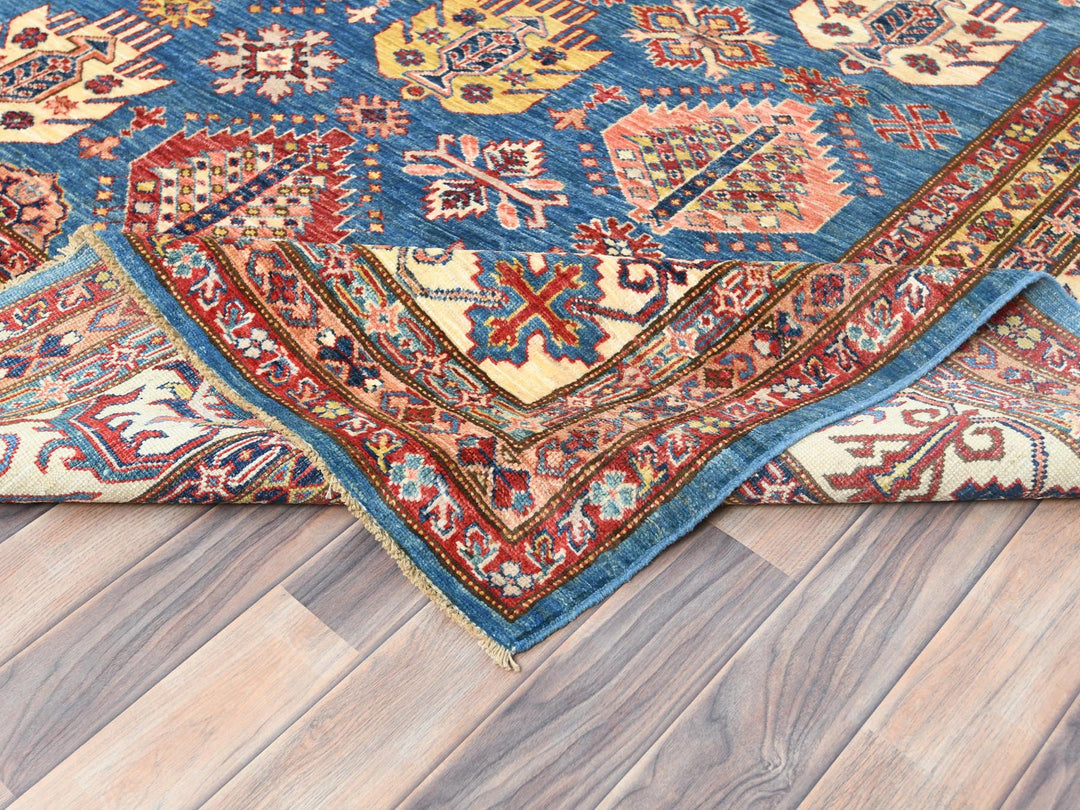 9'0" x 12'7" New Hand Knotted Blue Wool Rectangle Oriental Rug - MOA10282447