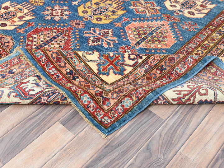 9'0" x 12'7" New Hand Knotted Blue Wool Rectangle Oriental Rug - MOA10282447