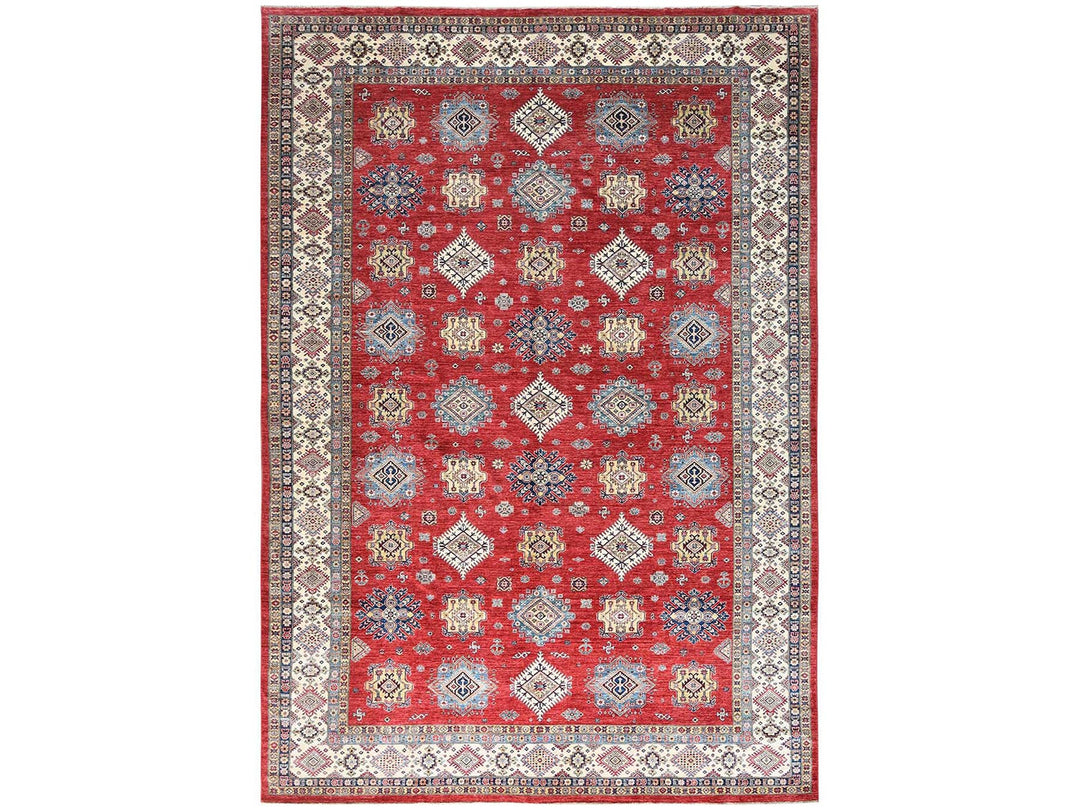 12'1" x 16'0" New Hand Knotted Red Wool Rectangle Oriental Rug - MOA10282528