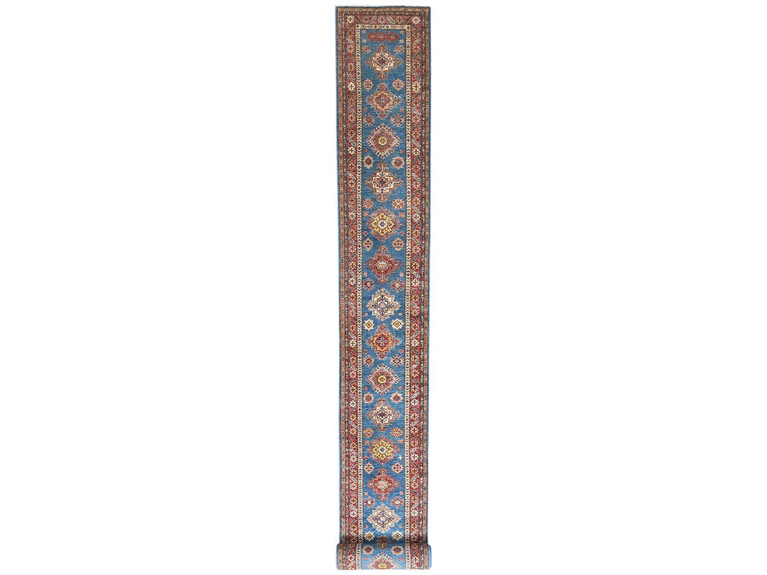 2'9" x 40'6" New Hand Knotted Blue Wool Runner Oriental Rug - MOA10282575