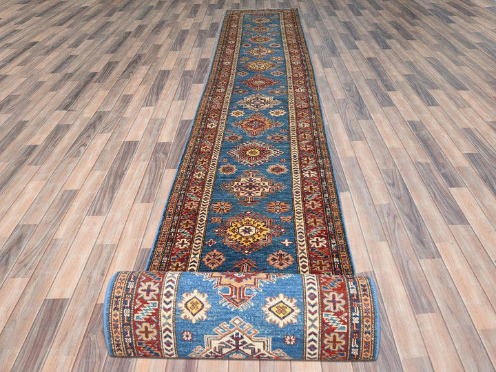 2'9" x 40'6" New Hand Knotted Blue Wool Runner Oriental Rug - MOA10282575