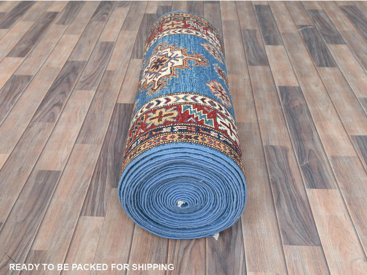 2'9" x 40'6" New Hand Knotted Blue Wool Runner Oriental Rug - MOA10282575