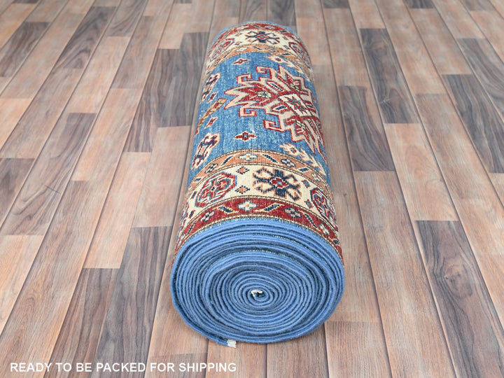 2'6" x 33'6" New Hand Knotted Blue Wool Runner Oriental Rug - MOA10282577