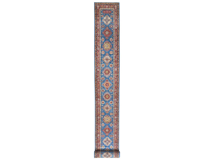2'8" x 34'0" New Hand Knotted Blue Wool Runner Oriental Rug - MOA10282579