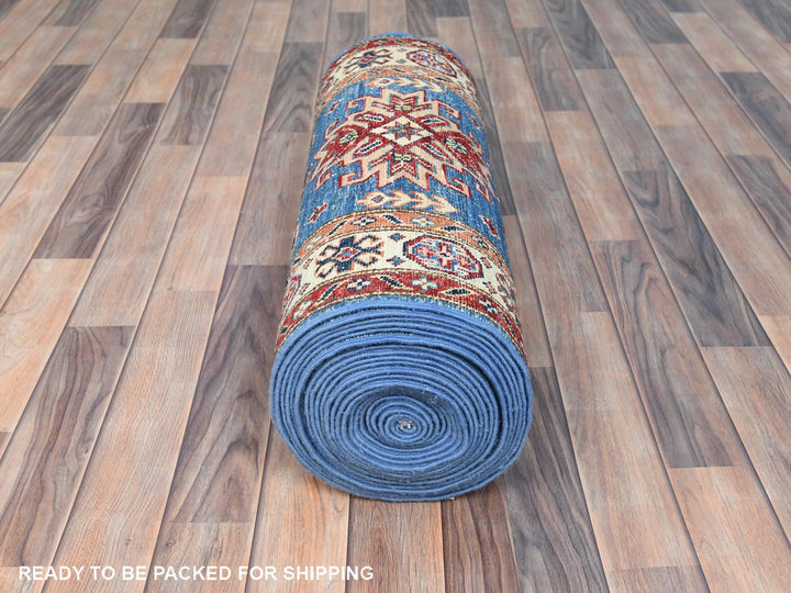 2'6" x 33'5" New Hand Knotted Blue Wool Runner Oriental Rug - MOA10282580