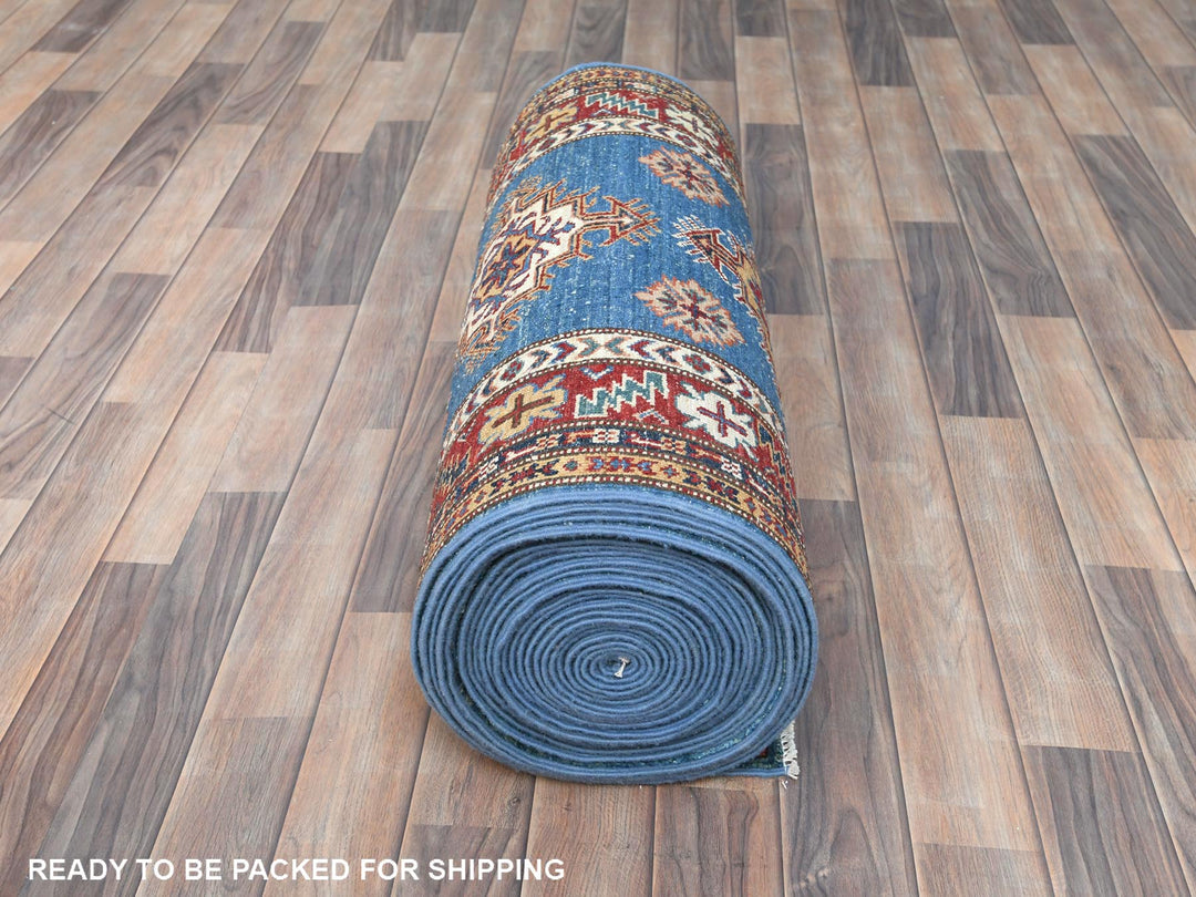 2'8" x 40'8" New Hand Knotted Blue Wool Runner Oriental Rug - MOA10282599