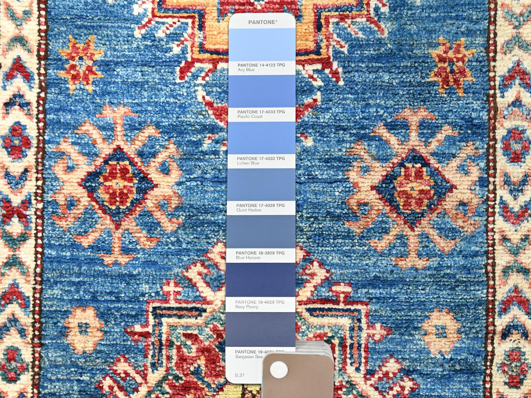 2'7" x 34'0" New Hand Knotted Blue Wool Runner Oriental Rug - MOA10282602