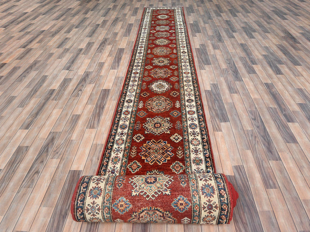 2'8" x 39'1" New Hand Knotted Red Wool Runner Oriental Rug - MOA10282607